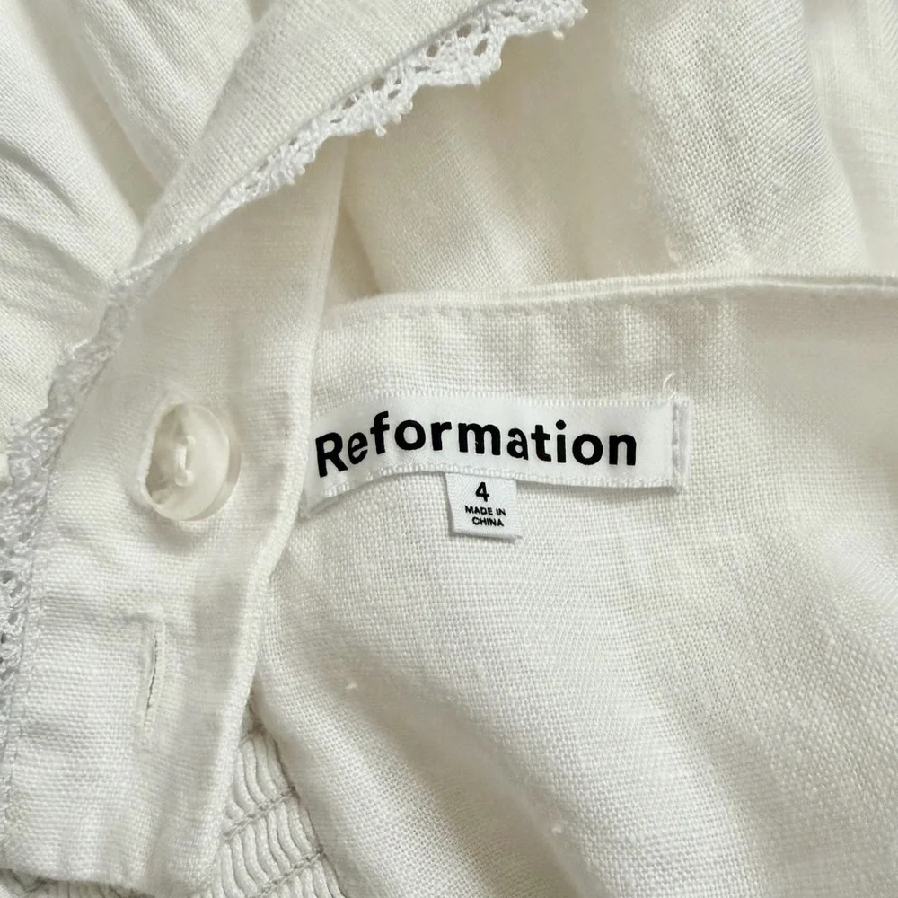 Reformation Tagiatelle White Linen Dress 4 - Picture 4 of 6